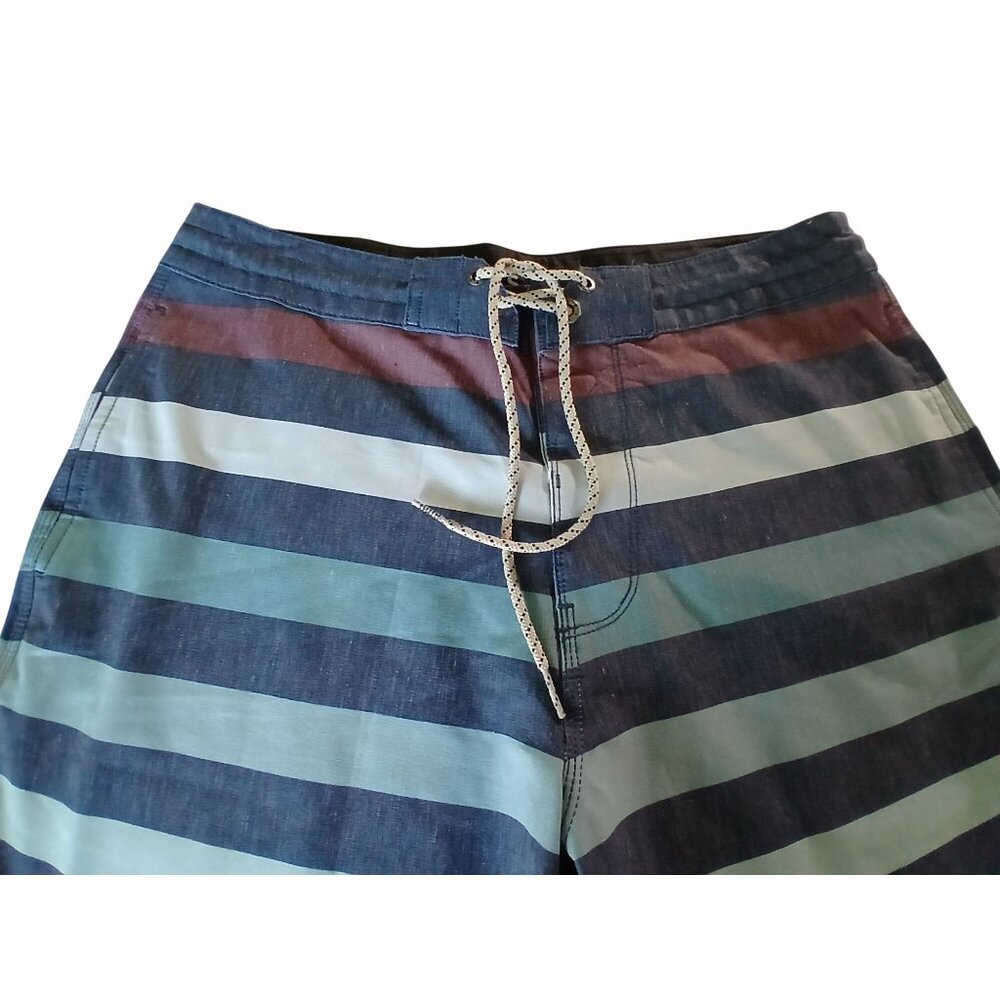 Vissla Mens Upcycled Boardshorts Size 32 Parallels Stripes Poly Hemp Swim Shorts - Picture 11 of 14
